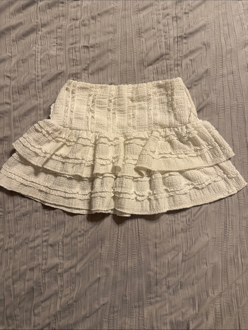 Tiered Ruffle Mini Skirt in Cream